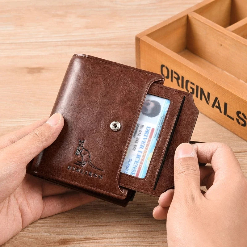 Leather Men's Wallet Luxury Short RFID Card Holder for Men Zipper Coin Purse Portable Male Wallets Billfold