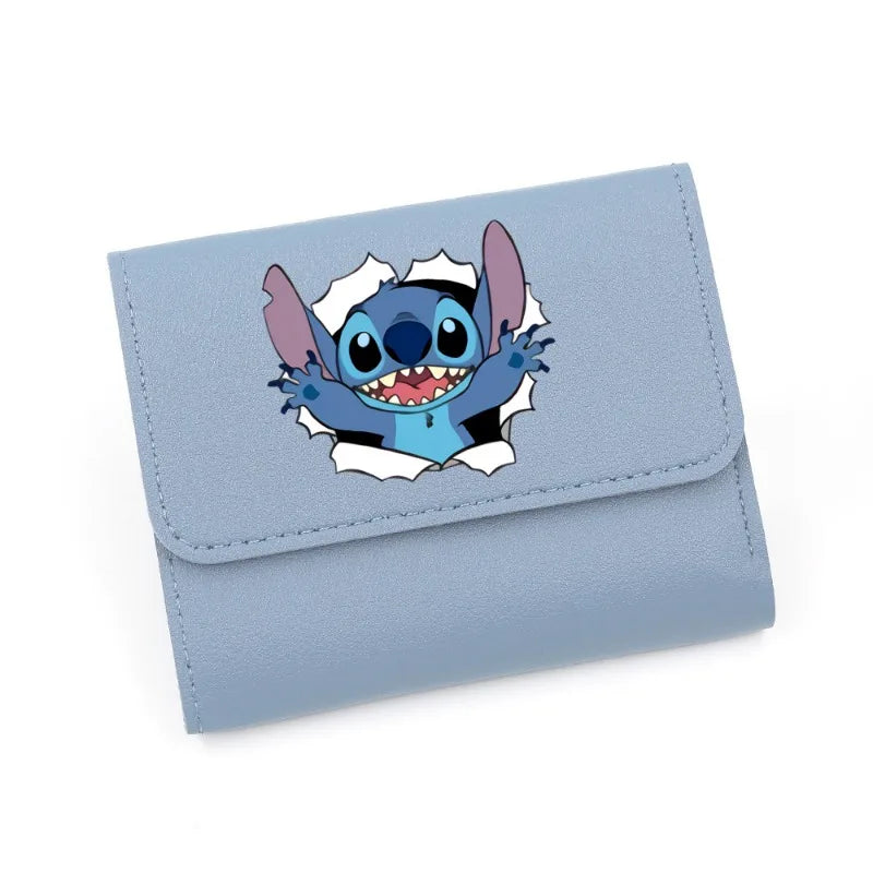 Disney Lilo &Stitch Women Short Small Wallets Student Triple Fold Card Holder Girl ID Bag Card Holder Coin Purse Ladies Wallets