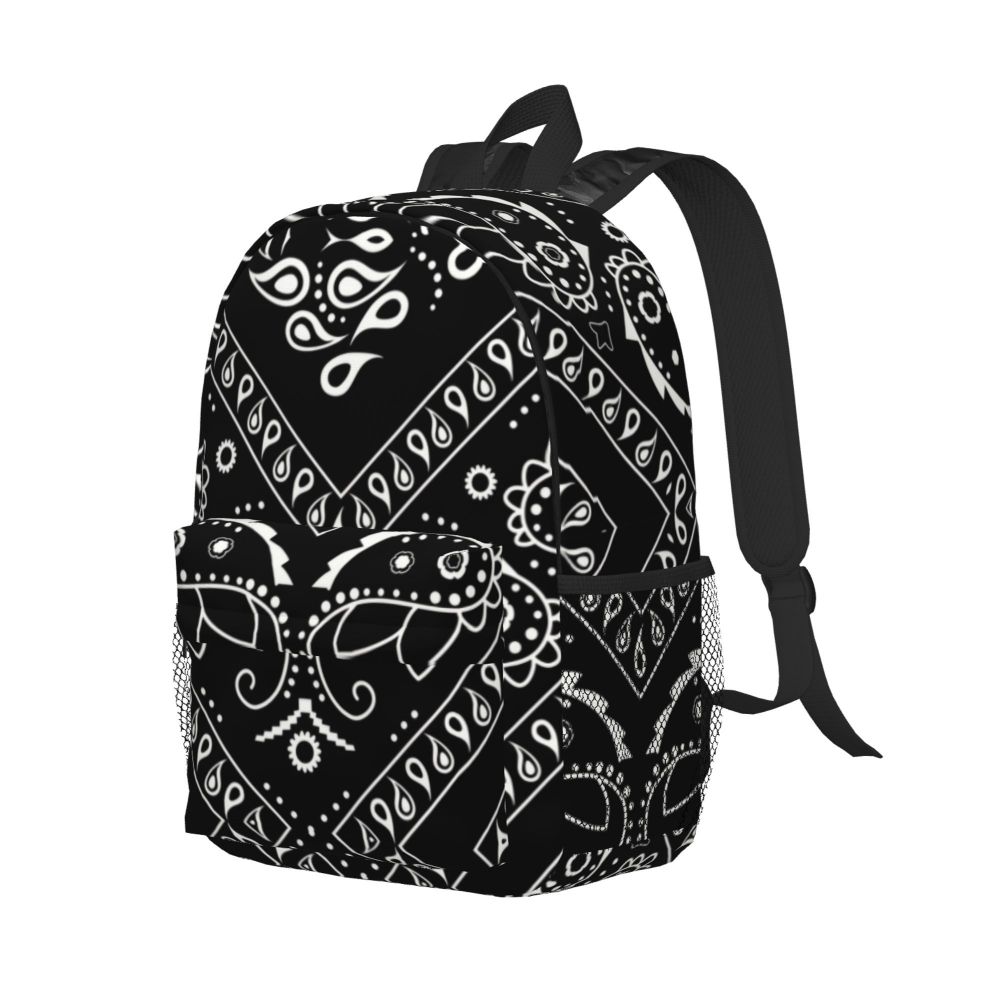 Custom Black White Paisley Chicano Bandana Style Laptop Backpack Women Men Basic Bookbag for School College Student Bag