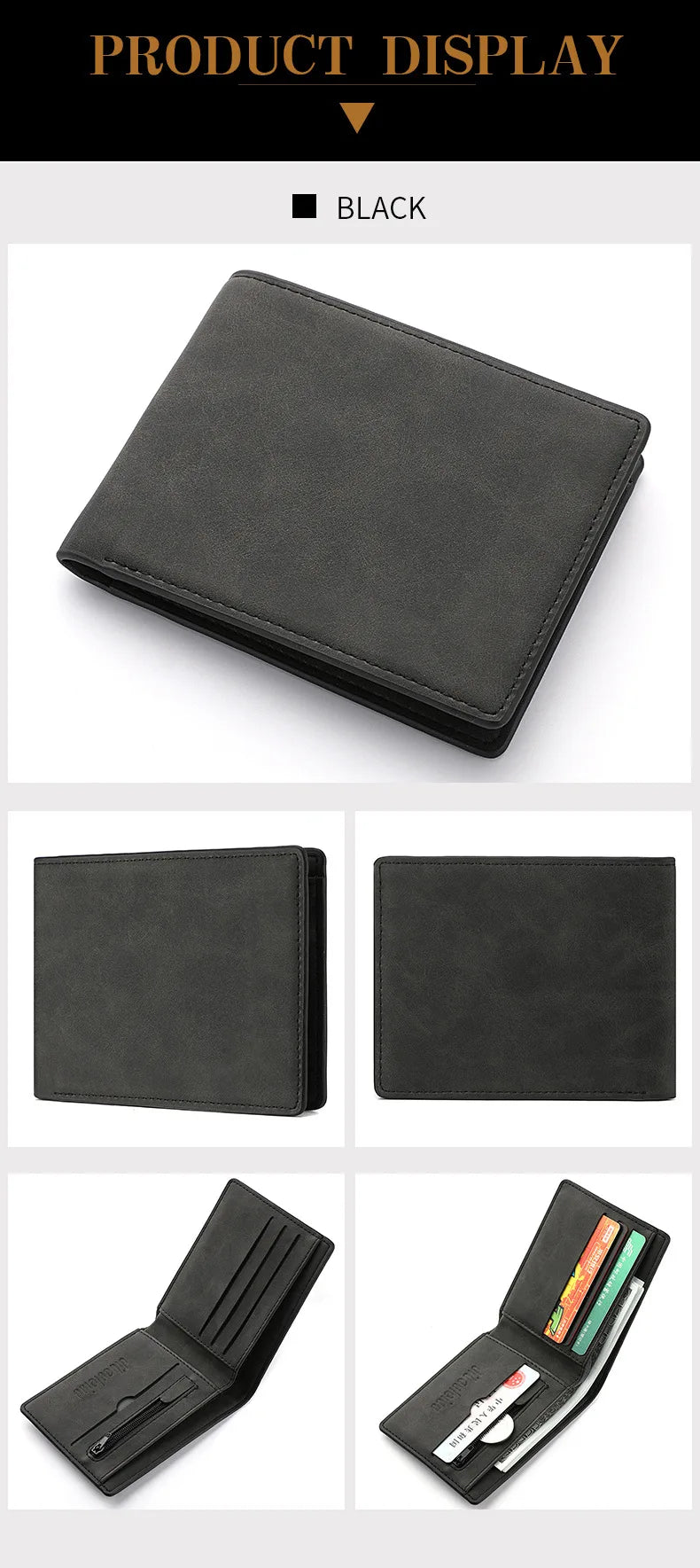 New Retro Men Leather Wallets Small Money Purses Design Dollar Price Top Men Thin Wallet With Coin Bag