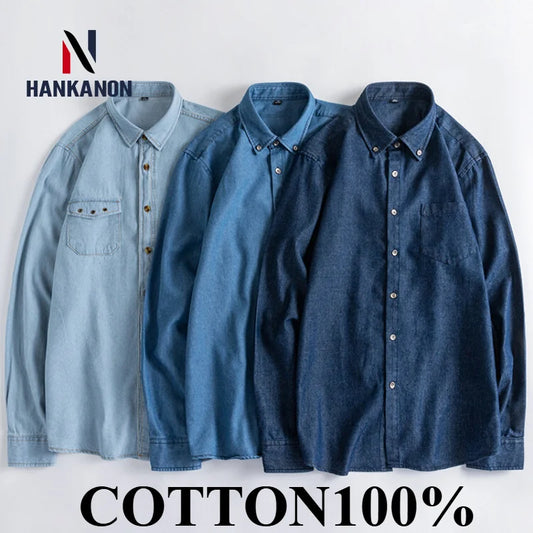 Chemise à manches longues pour homme 100 % coton, vêtement en denim de haute qualité, unisexe, décontractée, pour les loisirs quotidiens, nouvelle collection d'automne