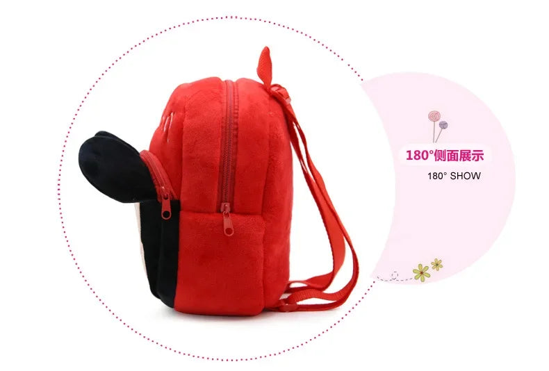 MINISO Disney Cartoon Backpack Mickey Mouse Minnie Winnie The Pooh Plush School Bag Kindergarten Child School Supplies Baby Bags