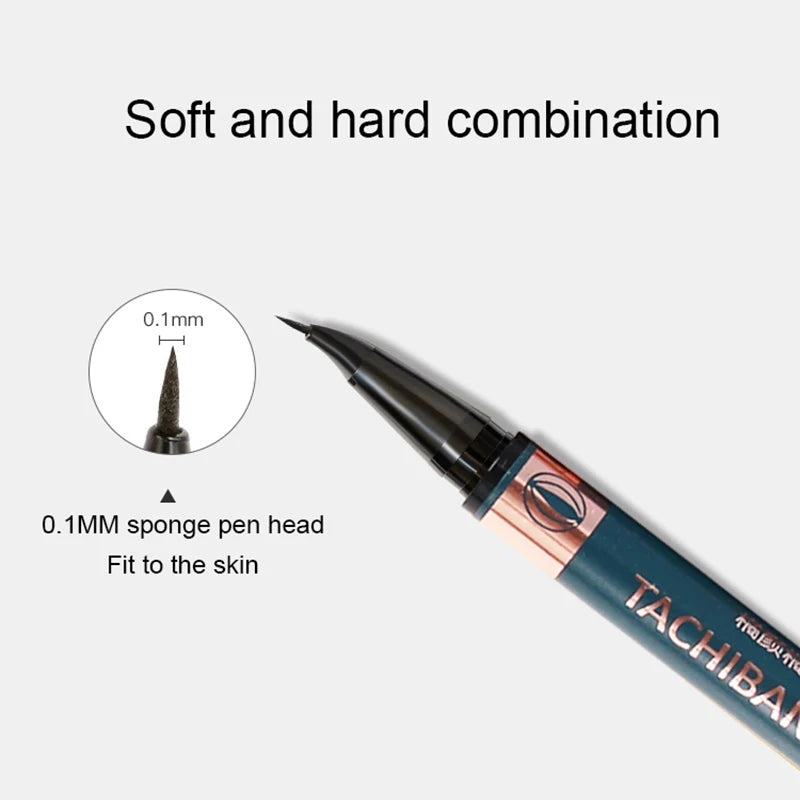 قلم تحديد العيون Bend Headed Tattoo Liner 48h Liquid Pen Ultra Thin Waterproof Eyeliner Long-lasting Outline Shadow Lying Silkworm Eyeliner