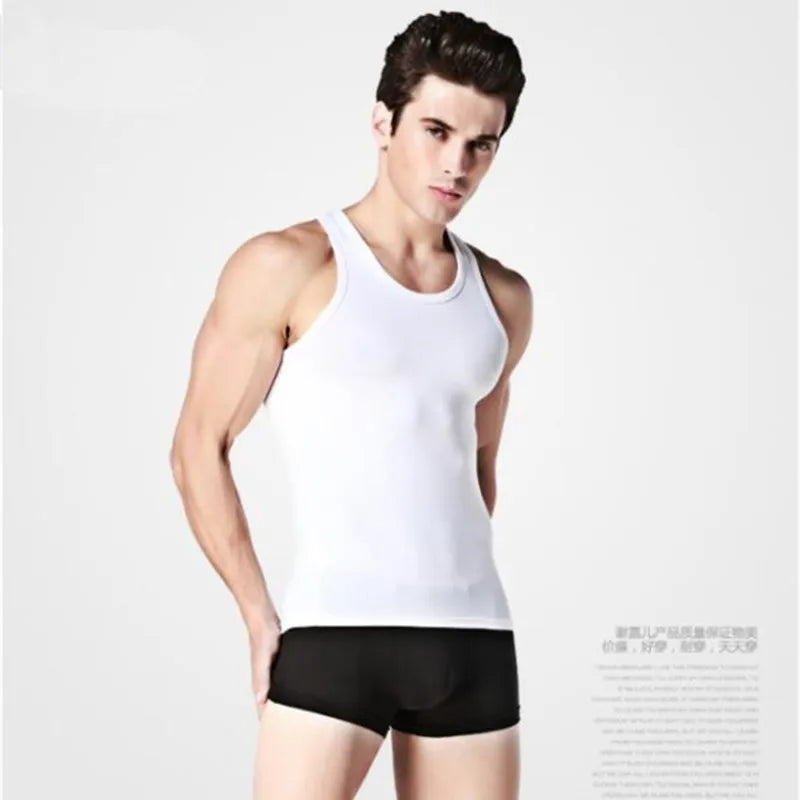 Hot Sale 3pcs / 100% Cotton Mens Sleeveless Tank Top Solid Muscle Vest Undershirts O-neck Gymclothing Tees Whorl Tops