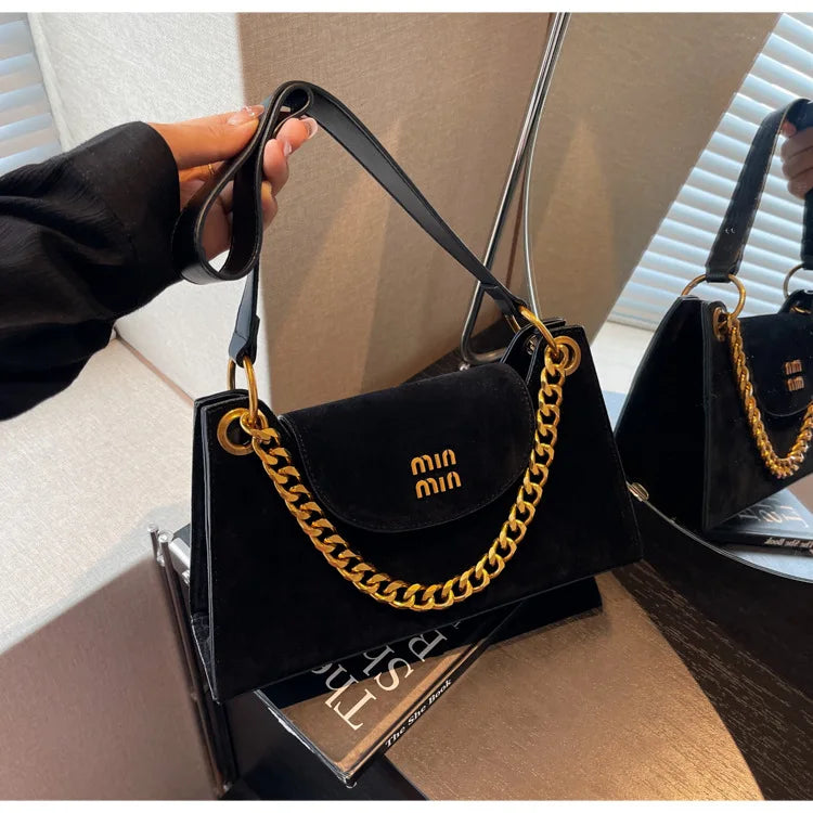 Metal Letter Designer Brand Handbags Top Handle Luxury Shoulder Bags Solid Color Elegant Crossbody Bags Fashion Bags For Women