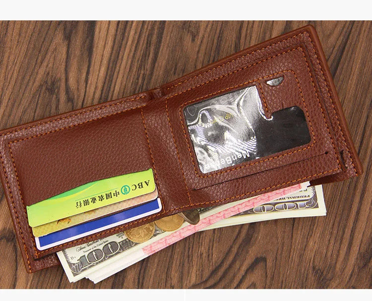 Short Men Wallets High Quality Slim Card Holder Coin Pocket Name Customized Male Wallet Brand Photo Holder New Small Men Purses