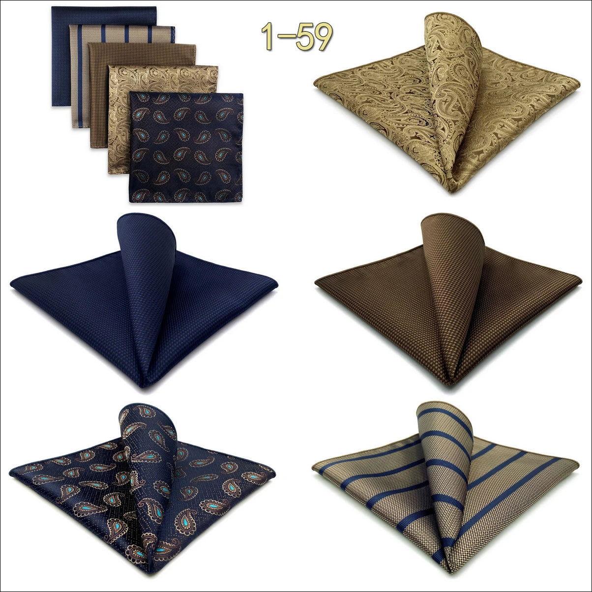 5 Pieces Mens Pocket Squares Wedding Handkerchiefs Set Fashion Formal Bundle Luxury Unique