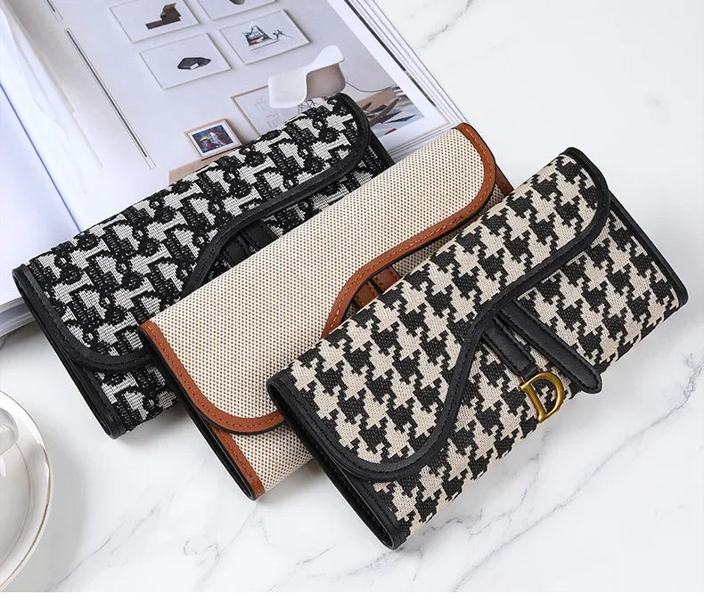 Retro Wallet Women's Long Large Capacity Buckle Multi Carda Multi Functional Trifold Handbag Card Wallets Coin Purse