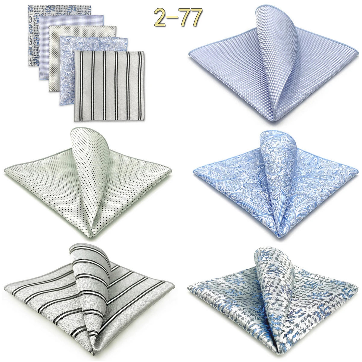 5 Pieces Mens Pocket Squares Wedding Handkerchiefs Set Fashion Formal Bundle Luxury Unique