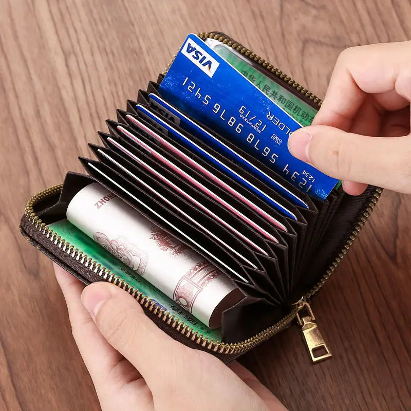 New Casual Wallet Multi-Slot Card Holder Zipper Coin Purse Small Clutch PU Money Bag Purse Cardholder Wallets for Men and Women