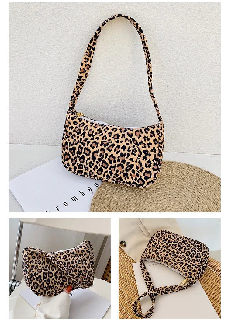 Women Shoulder Bag Fashion Animal Pattern Print Bag Casual Nylon Butterfly Leopard Zebra Cow Print Women Handbag Underarm Bags