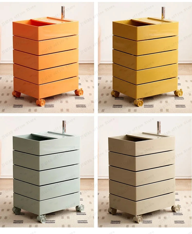 Movable Storage Rack Rotating Bedside Table Storage Cabinet Living Room Home Side Cabinet Multi-layer Snack Storage Cabinet