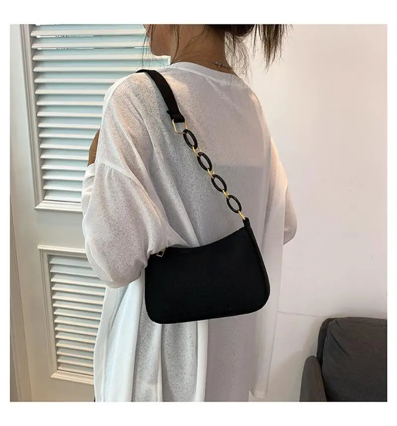 Fashion Underarm Bag Trendy Portable One-shoulder Small Square Women's Girl Handbag Shoulder Chain Bag Crossbody Bag