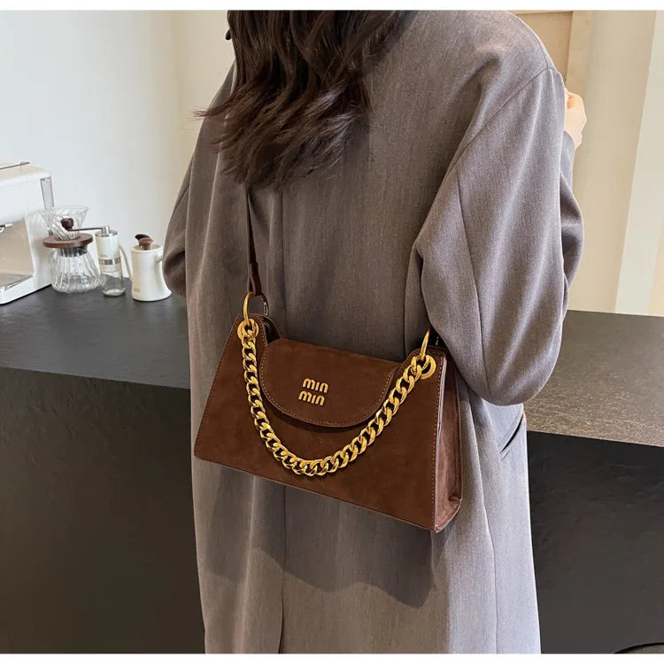 Metal Letter Designer Brand Handbags Top Handle Luxury Shoulder Bags Solid Color Elegant Crossbody Bags Fashion Bags For Women