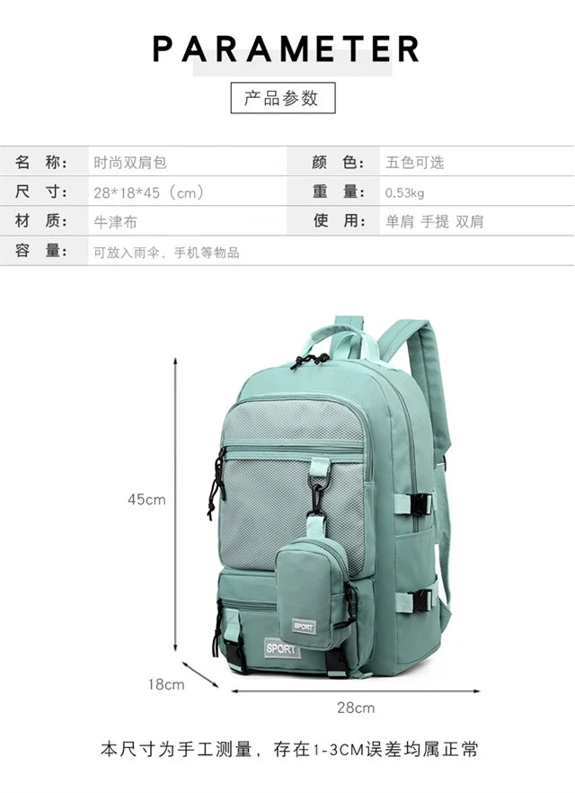 Hot Selling Solid Color Multi Kinetic Oxford Women's Backpack 2024 New Business Travel Sports High-capacity Men's Backpack