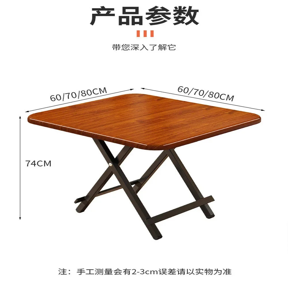 Portable Folding Table 60/70CM Modern Simple Living Room Dinning Set Furniture Solid Wood Restaurant Kitchen Table Folding Chair