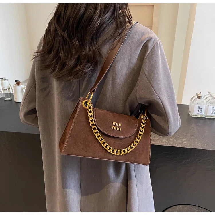 Metal Letter Designer Brand Handbags Top Handle Luxury Shoulder Bags Solid Color Elegant Crossbody Bags Fashion Bags For Women