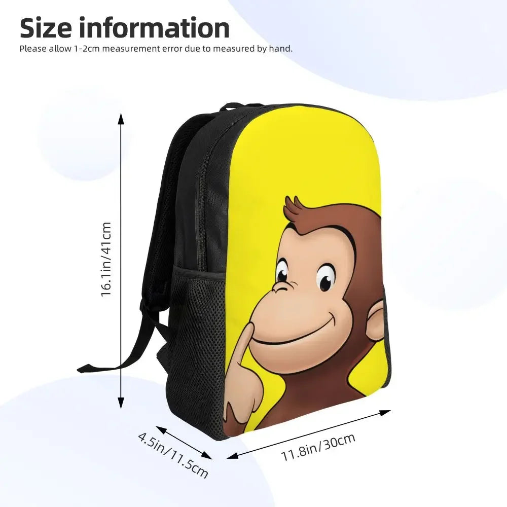 Customized Curious George Backpacks Women Men Casual Bookbag for School College Monkey Bags