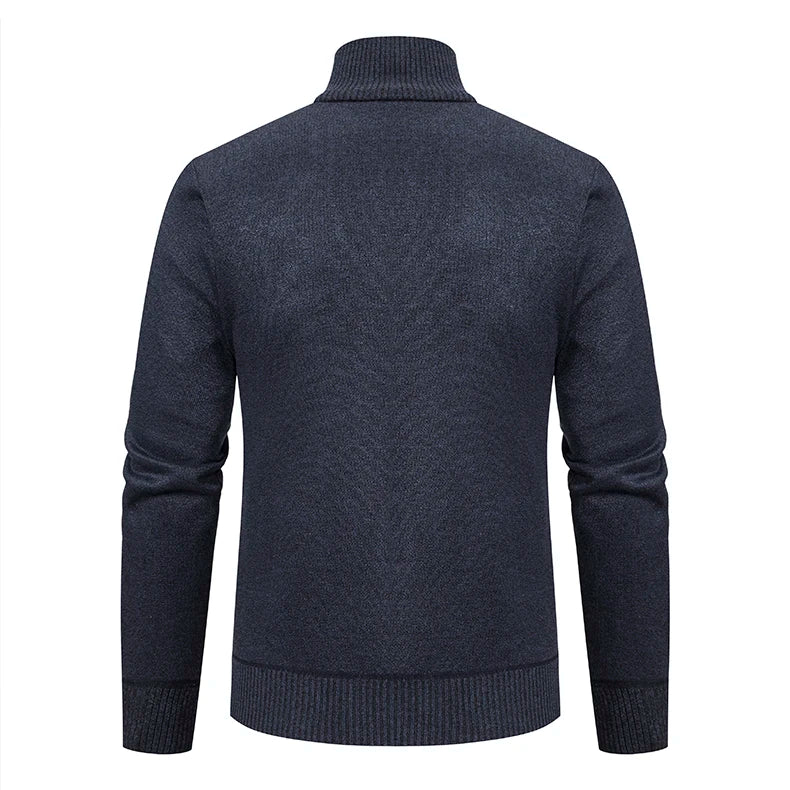 Veste épaisse pour hommes automne et hiver ligne tendance chaude col montant cardigan tricoté pull manteau