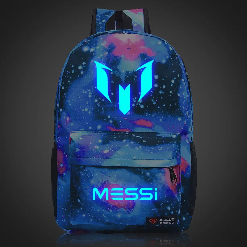 New 2024 Luminous Messi Football Backpack 3D Printe Teens Laptop  Shoulder Bags Women Men High School Students light School Bags