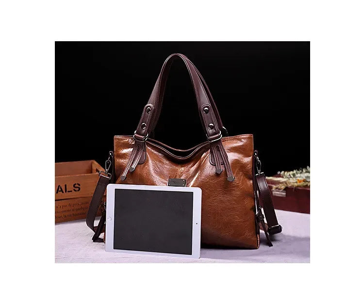 2023 New Fashion Casual Tote Bag Women Handbags Soft Leather Shoulder Bags Vintage Big Capacity Crossbody Hand Bag For Ladies