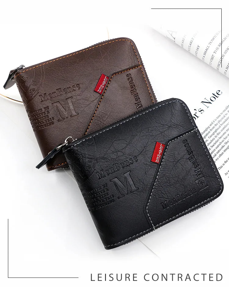 New High Quality Zipper Men Wallets Brand Card Holder Classic Male Wallet  Photo Holder Coin Pocket Men's Purses