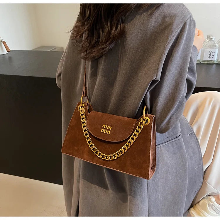 Metal Letter Designer Brand Handbags Top Handle Luxury Shoulder Bags Solid Color Elegant Crossbody Bags Fashion Bags For Women