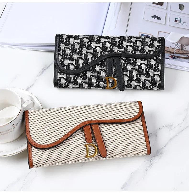 Retro Wallet Women's Long Large Capacity Buckle Multi Carda Multi Functional Trifold Handbag Card Wallets Coin Purse Cute Wallet