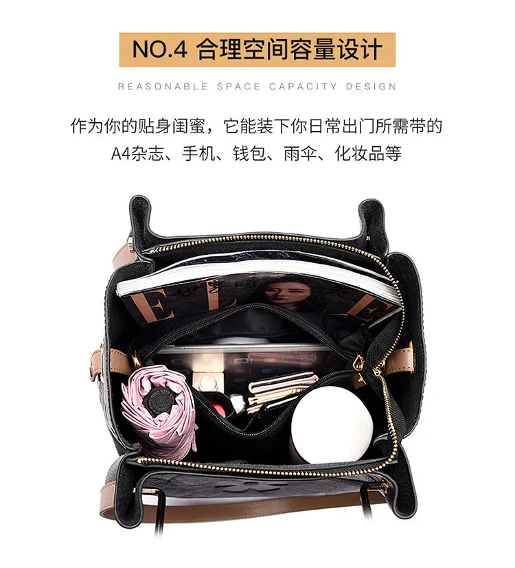 New Bucket Bag Outdoor Versatile Luxury Fashion Embossed Handbag Large Capacity Mother and Child Shoulder Bag