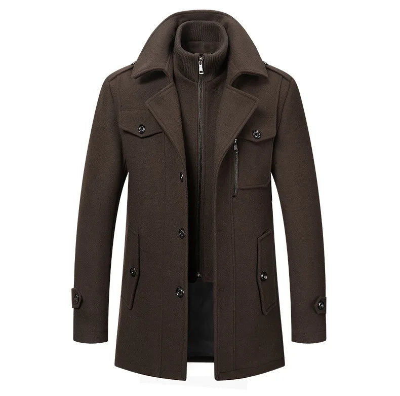 Men's Fashion Warm Autumn&Winter Jackets Trench Herrenmantel Coat for Men Double Collar Coat Jackets Mens Windproof Coats