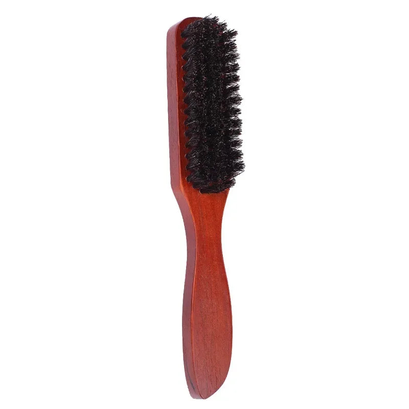 Brosse de nettoyage en poils de sanglier avec manche en bois, brosse de coiffure, brosse à barbe, peigne de coiffure antistatique, outils de rasage pour hommes