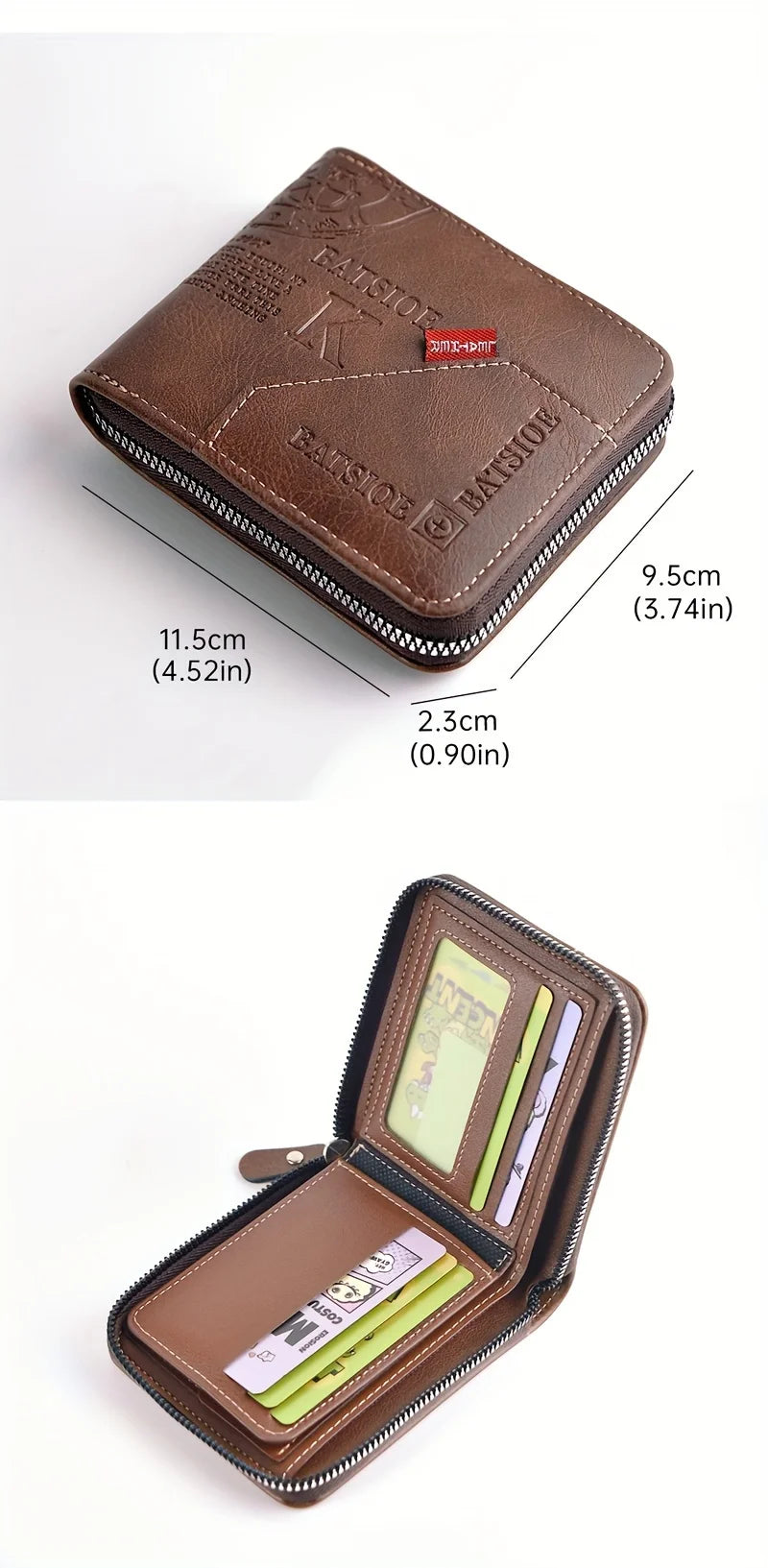 Men's Wallet Made of PU Wax Oil Skin Purse for Men Coin Purse Short Male Card Holder Wallets Zipper Around Money Coin Purse