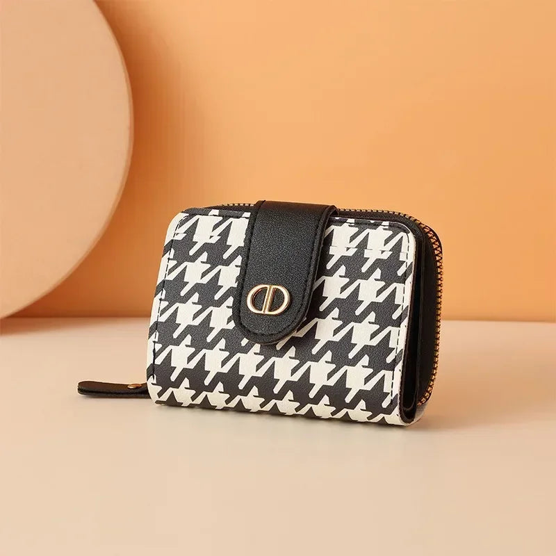 Light Luxury Women Short Wallet Buckle Zipper PU Leather Coin Purse Multi Card Anti Demagnetization Large Capacity Small Wallet