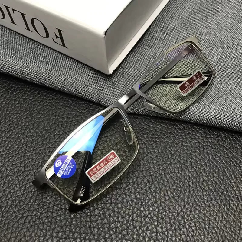 Shata Stainless Steel Frame Anti Blue Light Presbyopic Glasses For Business, Middle-aged And Elderly High-end Men And Women