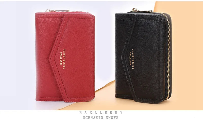 Baellerry Women Wallets Fashion Medium Women's Leather Wallet Top Quality Card Holder Black Coin Purses Green Wallets for Women