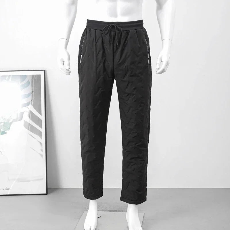 Pantalon d'hiver en coton polaire d'agneau, design tendance, coupe ajustée, chaud, coupe-vent, pour personnes d'âge moyen et âgées, pantalon de sport à jambe droite