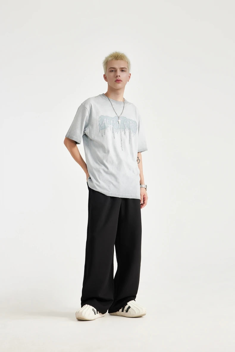 INFLATION Skin-friendly Sweatpants Unisex Cool Feeling Breathable Wide Leg Pants