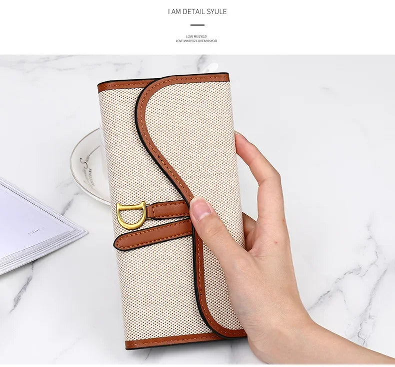 Retro Wallet Women's Long Large Capacity Buckle Multi Carda Multi Functional Trifold Handbag Card Wallets Coin Purse