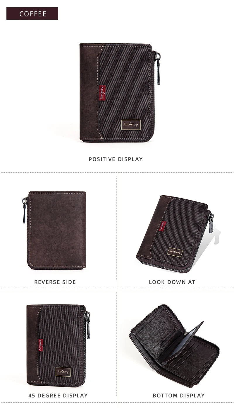 Baellerry RFID Simple Short Men Zipper Wallets Luxury Brand Card Holder Male Wallet Photo Holder Coin Pocket Man Purses