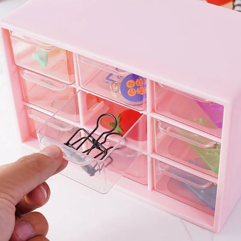 Desk Storage Box for Mini Drawers, Stackable Nine-square Grid Storage Box, Hairpin/sticker/jewelry Accessories Storage Box