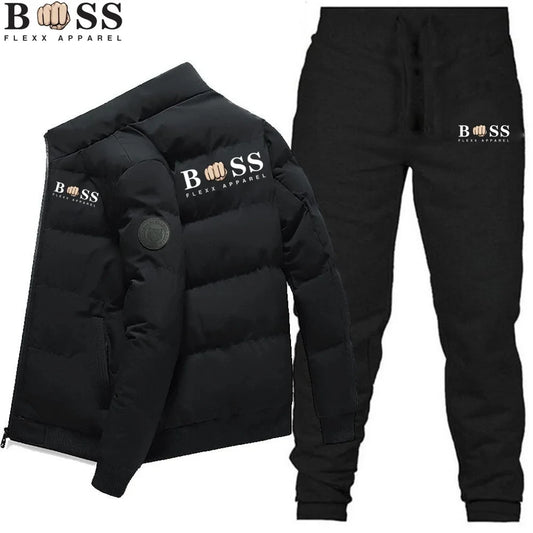 2024 Mode Hiver Coréen BSS FLEXX APPAREL Hommes Mode Chaud Nouveau Coupe-Vent Haute Qualité Polyester Fermeture Éclair Veste et Pantalon 2-p