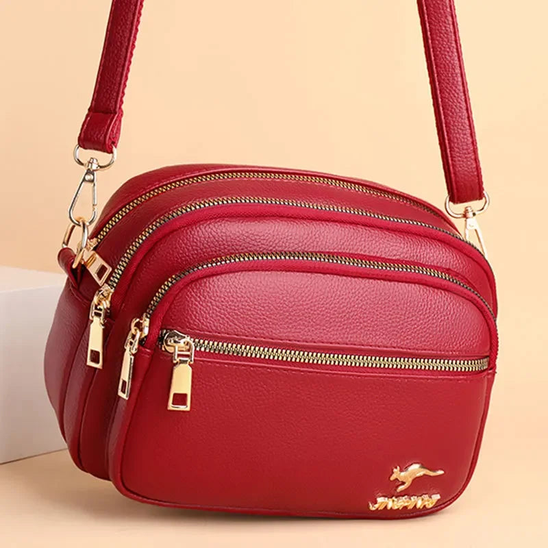 Sac à main en cuir souple de haute qualité pour femme, sac messager à bandoulière tendance, sac multi-poches résistant à l'usure, sac à main de luxe pour femme