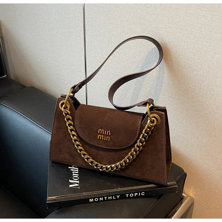 Metal Letter Designer Brand Handbags Top Handle Luxury Shoulder Bags Solid Color Elegant Crossbody Bags Fashion Bags For Women