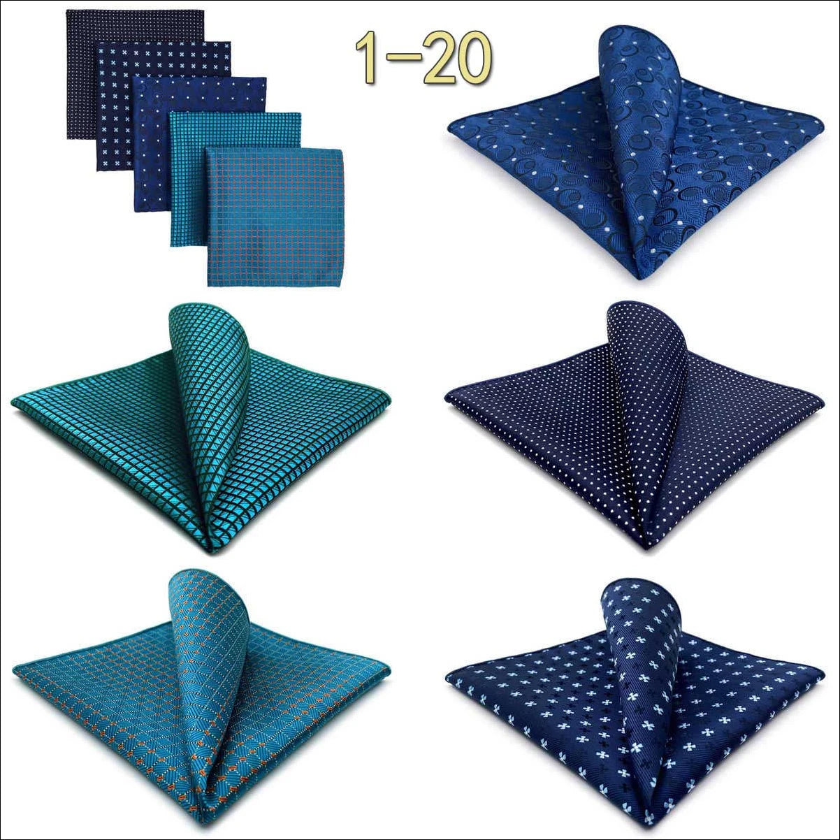 5 Pieces Mens Pocket Squares Wedding Handkerchiefs Set Fashion Formal Bundle Luxury Unique