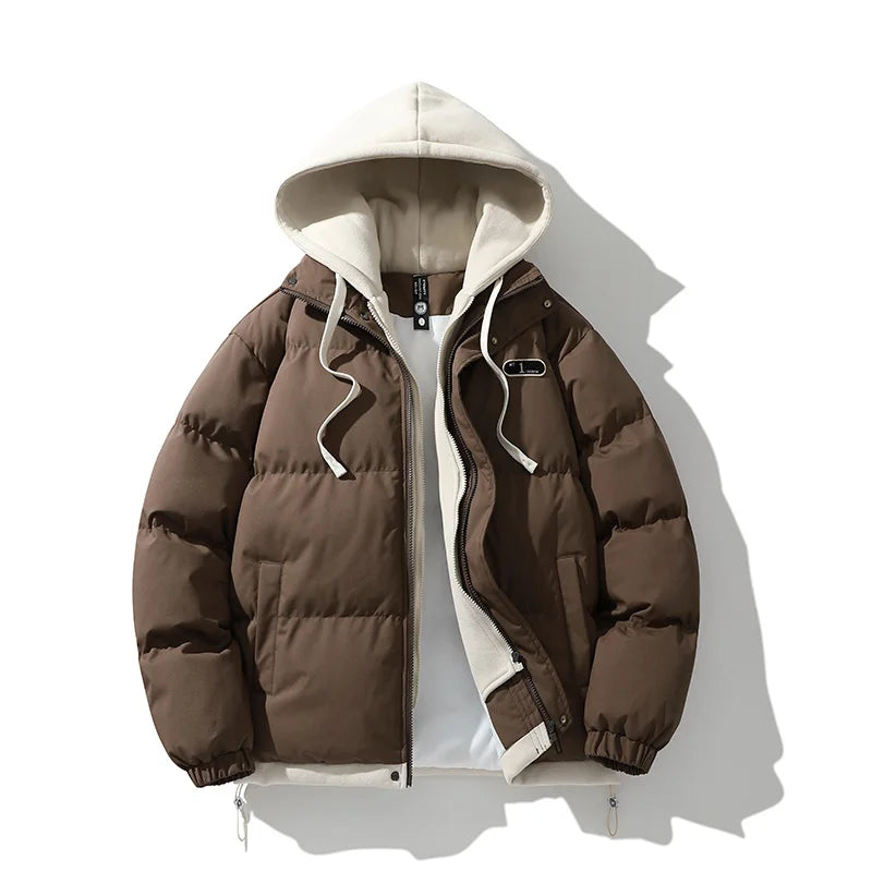 Veste chaude d'automne et d'hiver 2024, mode décontractée 2 en 1, manteau coupe-vent à capuche en coton pour vélo, coupe-vent d'extérieur pour couple simple