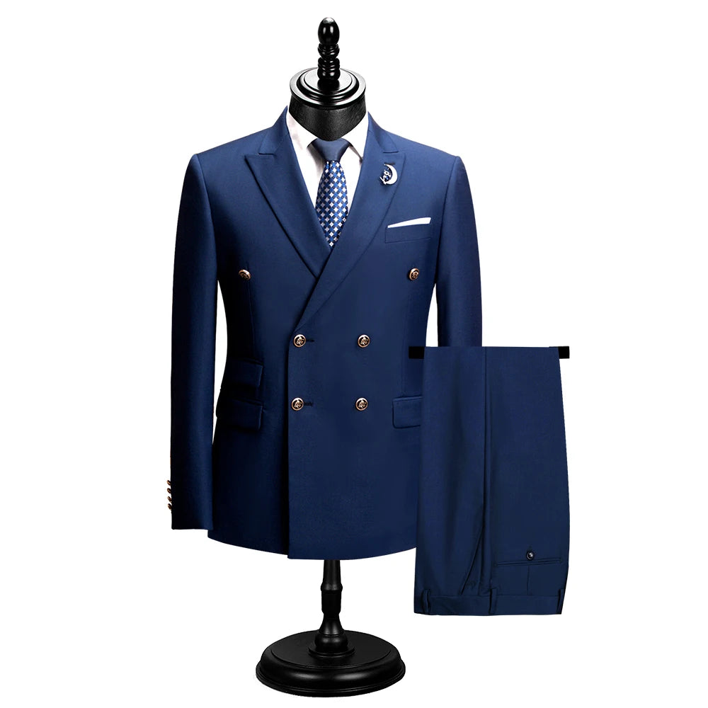 DAROuomo 2024  Men Suit Slim Fit Formal Business Work Wear Suits 2Pcs Set (Jacket+Pants)DR8211