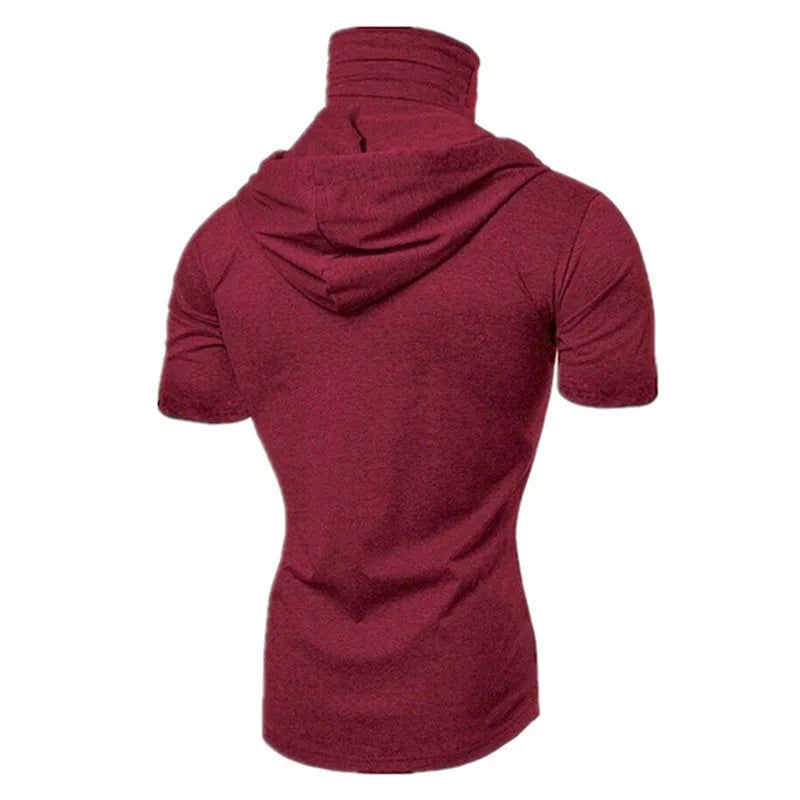 Sweat à capuche fin à manches courtes pour homme avec masque Sweat-shirt décontracté à épissure Grand masque Sweat-shirt à capuche Hauts à capuche Cyclisme