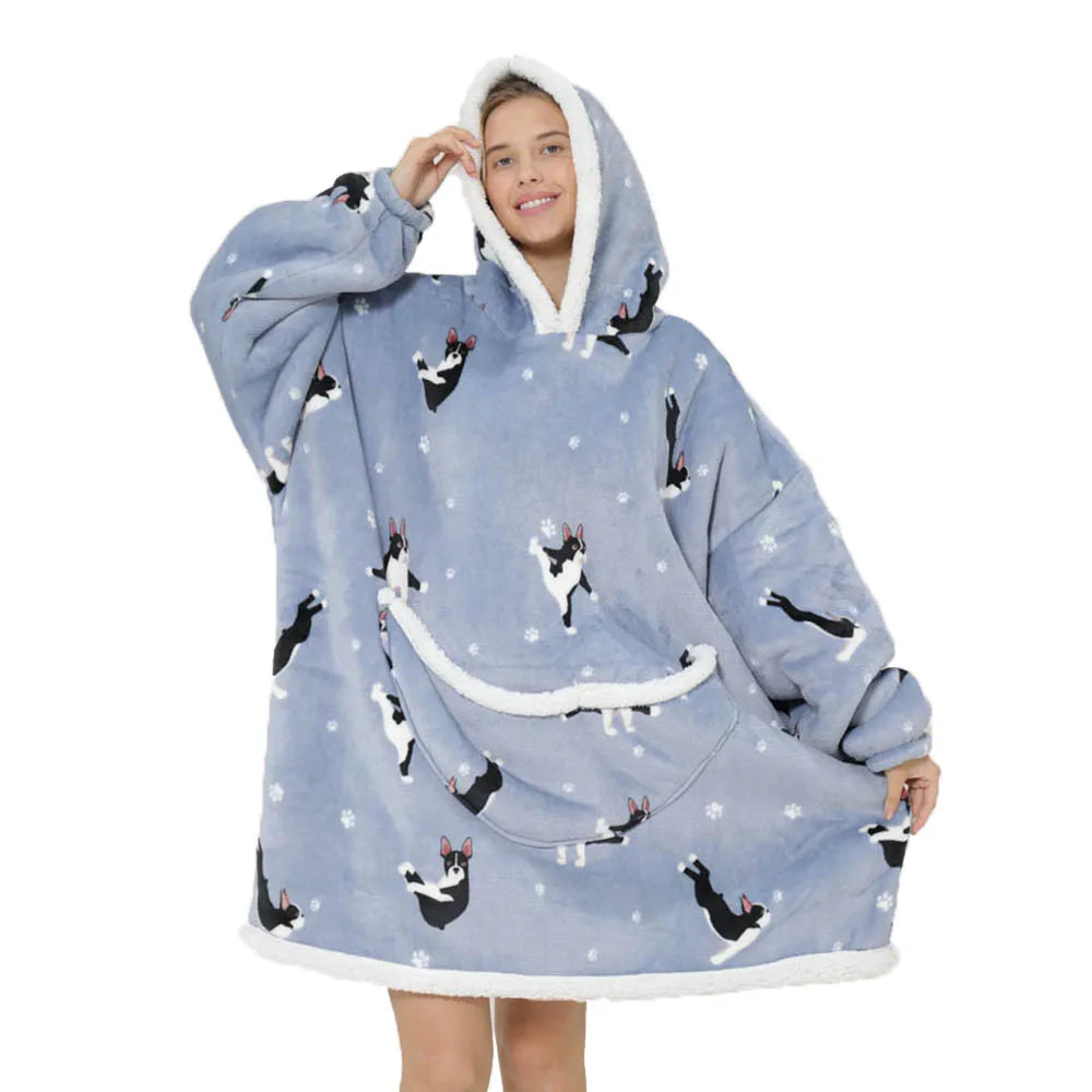 Oversized Blanket Hoodie Men Women Gray Big Warm Blanket Hoodie Sweatshirt with Hood Giant Pocket and Sleeves Cozy Plush Blanket