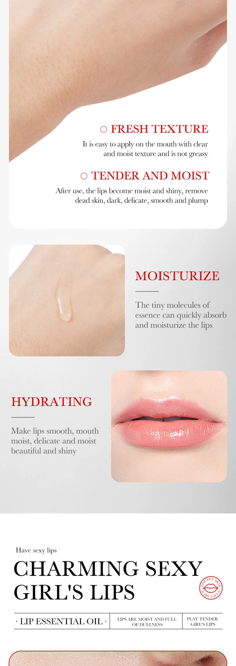 Lip Booster Plumping Serum Oil Hyaluronate Acid Moisturizing Sexy Enhancer Non-Irritating Brighten Fade Lines Plump Products