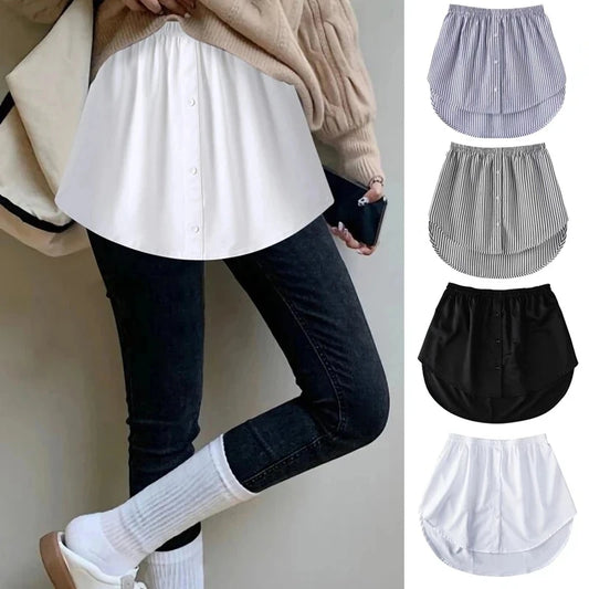 5XL Plus Size Shirt Extenders Women Fake Shirt Tail Irregular Skirt Blouse Tail Hem Soft Detachable Underskirt Sweater Hemline